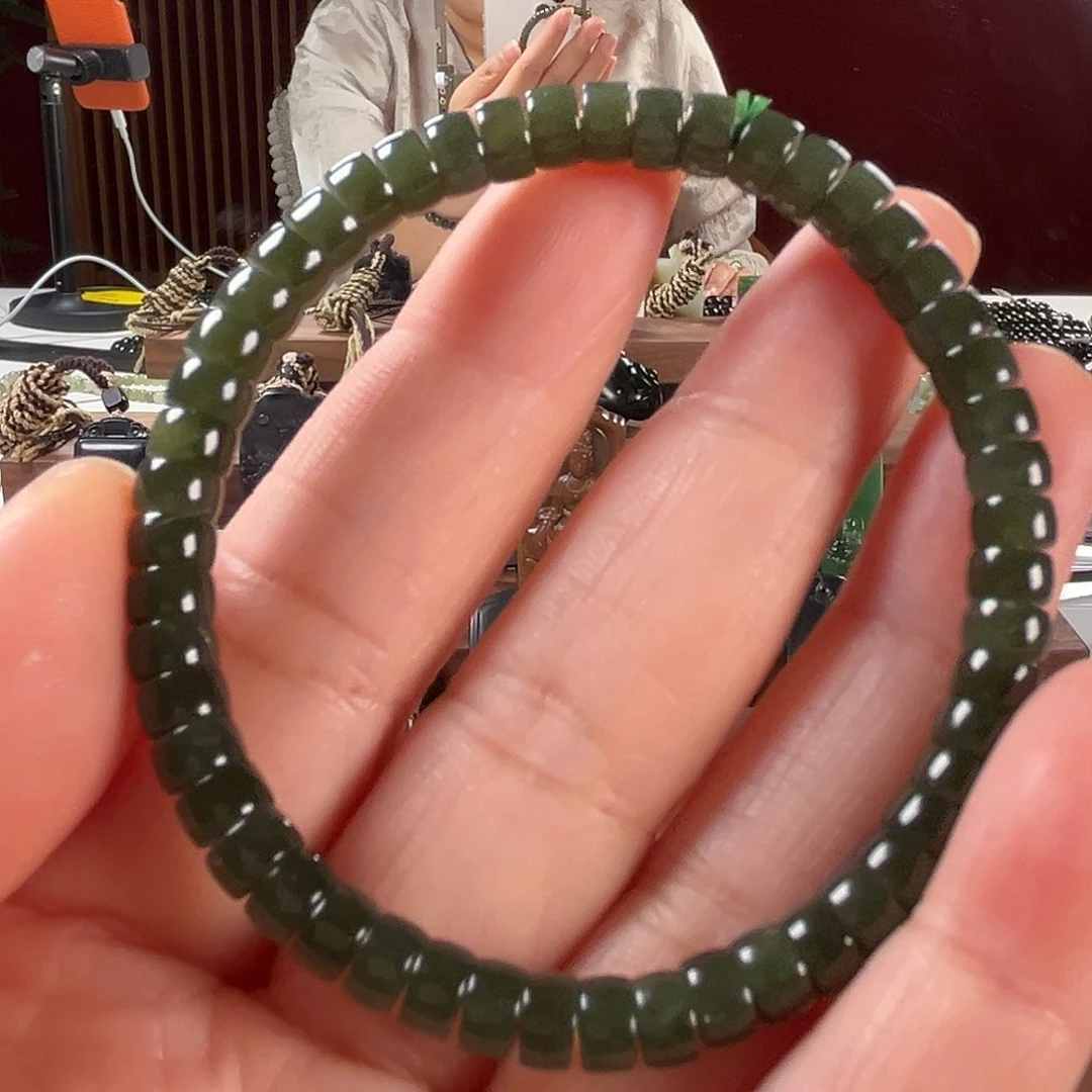 和田玉手链未镶嵌新疆和田玉沙枣青药片