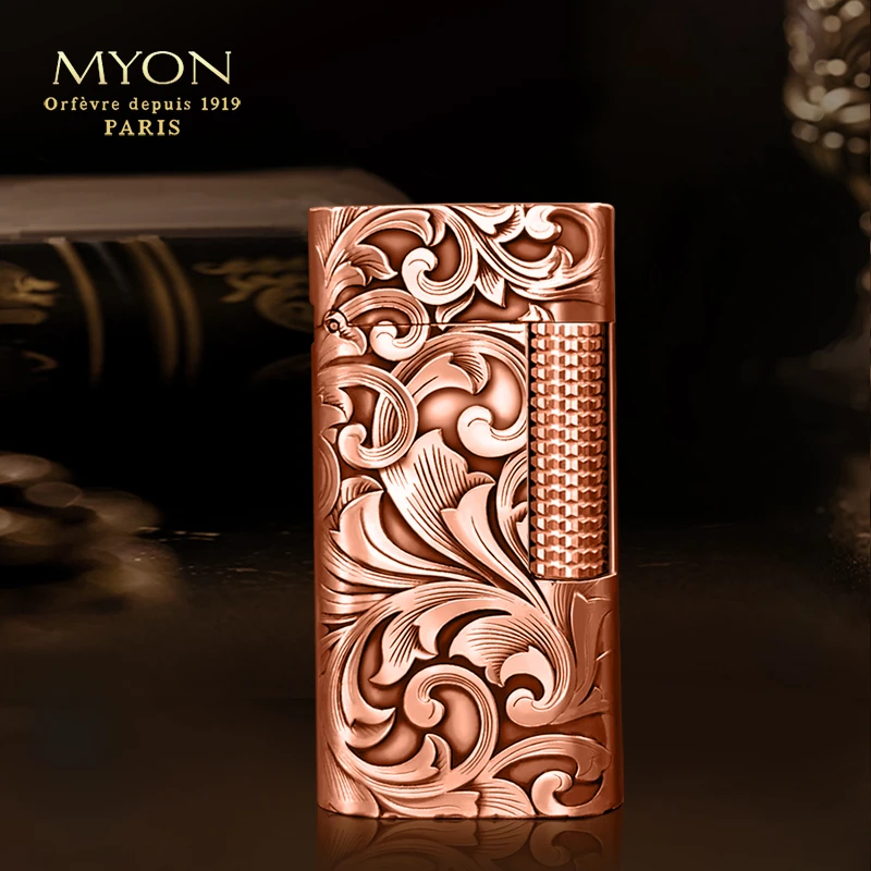 MYON欧洲勉牌爵士待机王紫铜大唐草四面立体煤油打火机