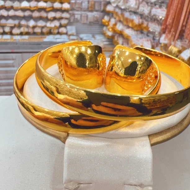 铜合金戒指 双手镯双戒指 新款时尚休闲百搭轻奢方形戒指