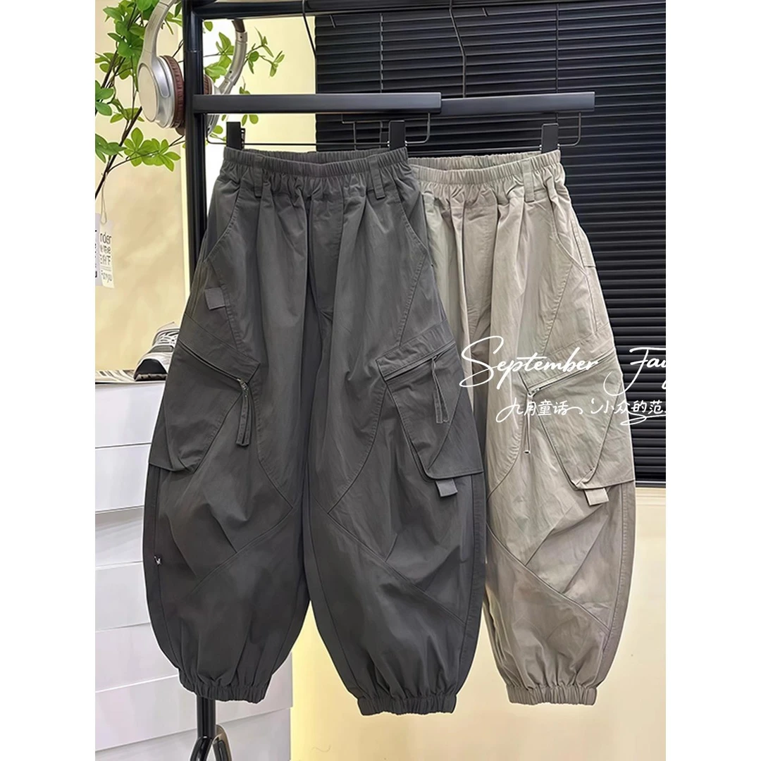 女童2025新款裤子春秋季儿童韩版工装裤女孩休闲束脚裤大童弯刀裤