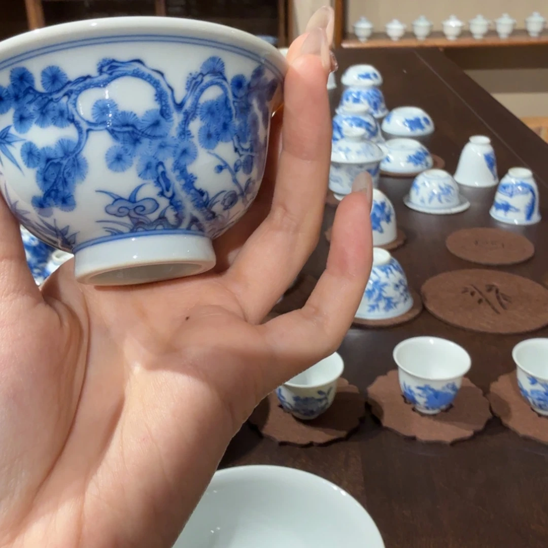 轩**哥松竹梅小杯陶瓷手工手绘