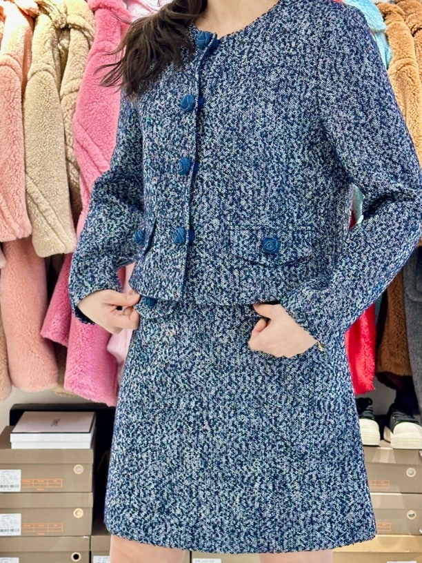 蓝色玫瑰气质小香套装