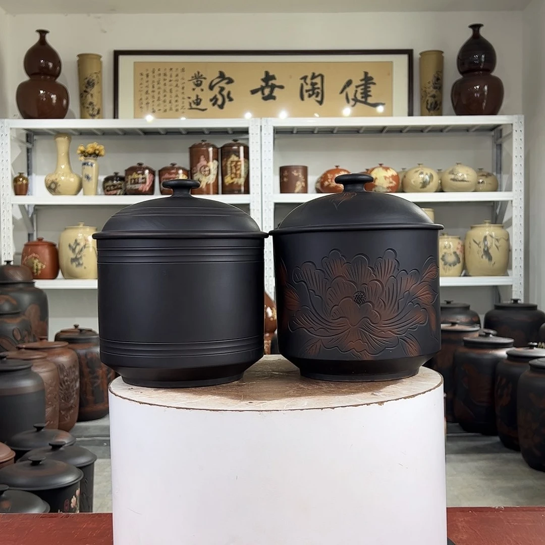 一对500克醒茶罐纯手工