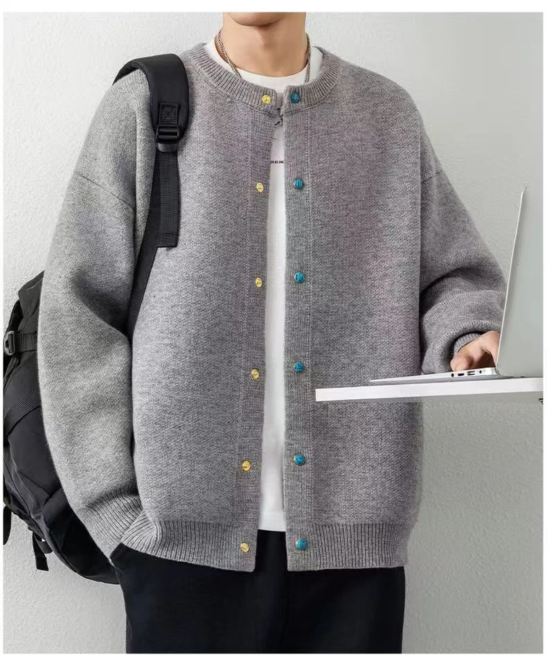 毛衣针织衫男士冬季拼接针织开衫百搭休闲宽松ins