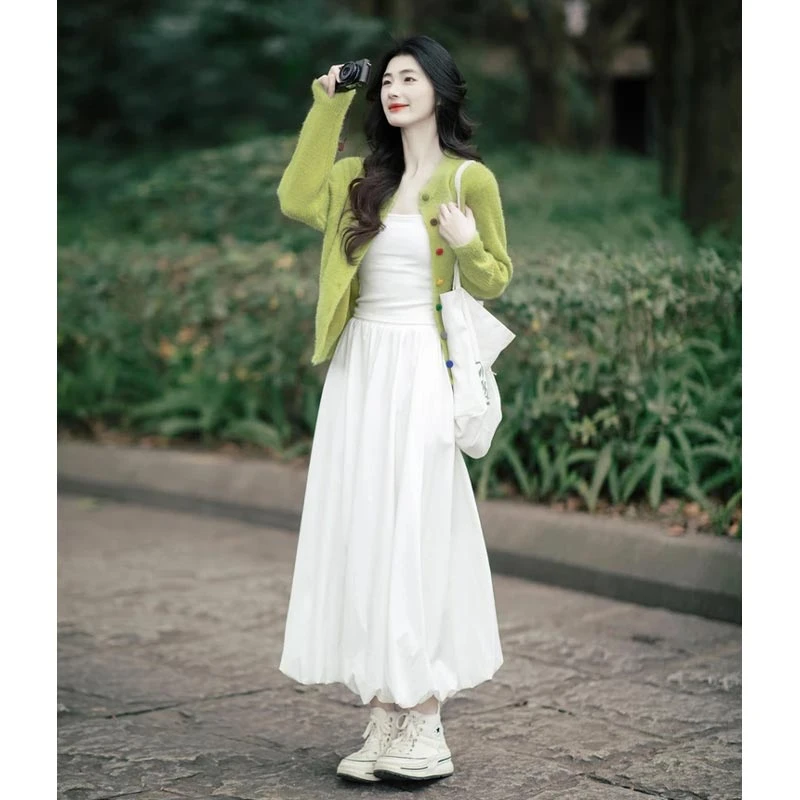 韩版温柔风穿搭套装女2025春秋针织开衫上衣搭配半身裙气质两件套