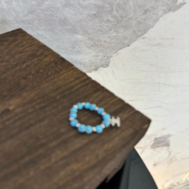 铜合金仿水晶戒指 双c蓝zz戒指JZ1842