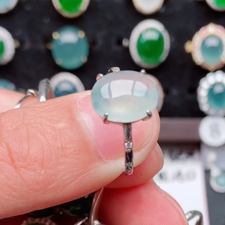 S925银镶嵌纯天然a货翡翠戒指