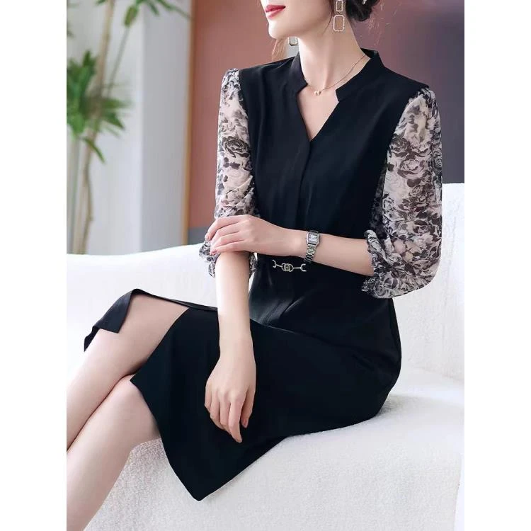 【X015】气质连衣裙洋气新款女士高贵洋气雪纺裙子