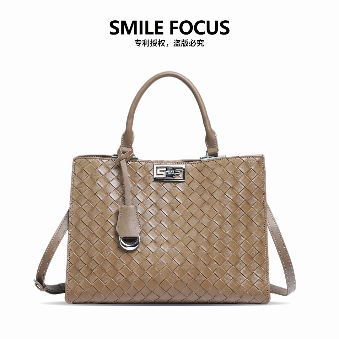 SMIIE FOCUS微笑有约轻奢高级感手提包编织纹大容量托特包SF-3520