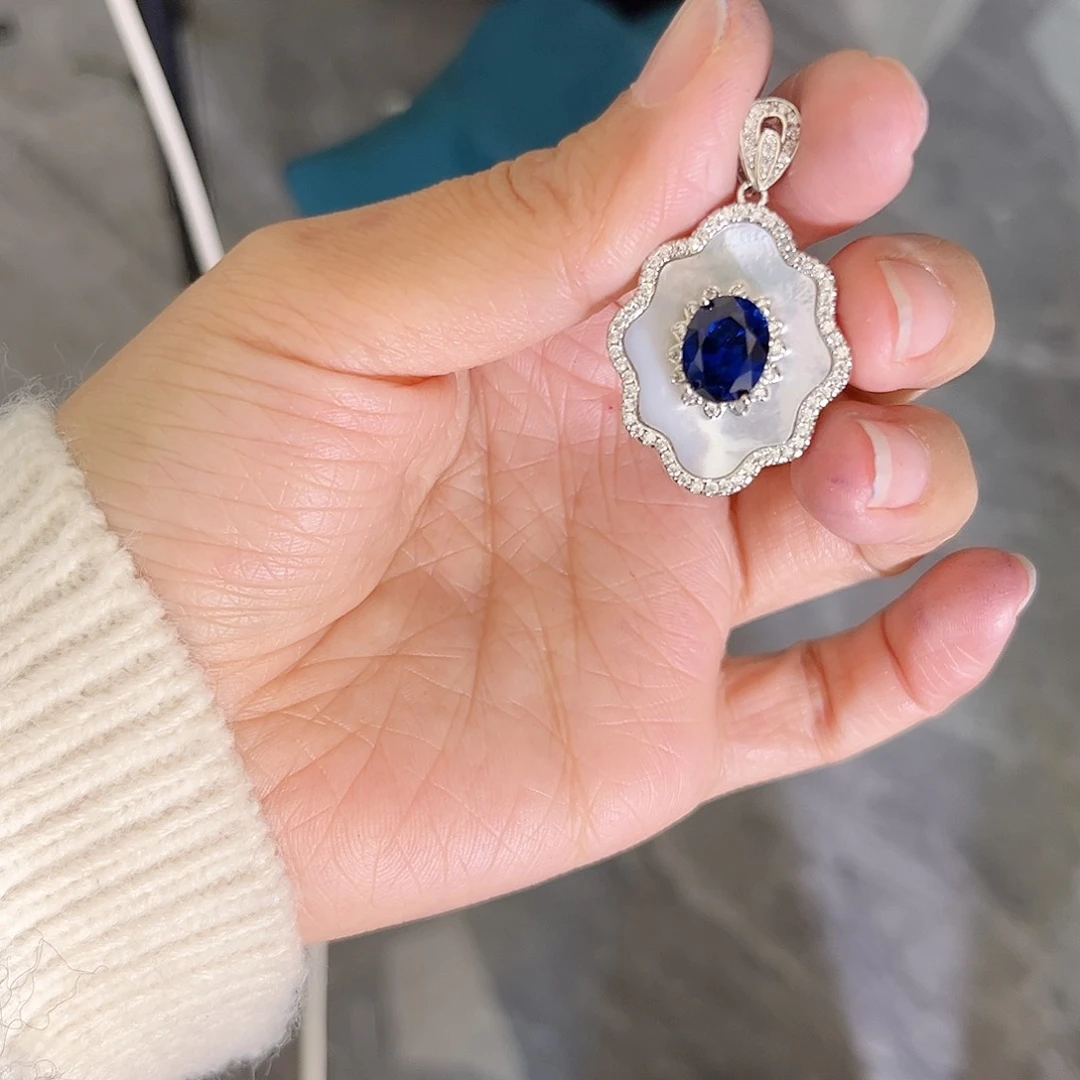 颈饰蓝宝石银S925镶嵌