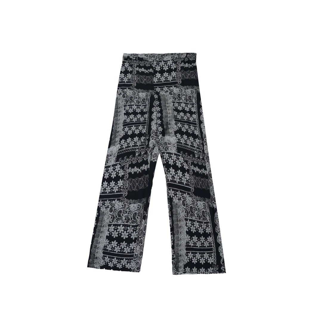 2025夏季印花通勤打底时尚休闲裤阔腿裤长裤直筒裤DF2500330200