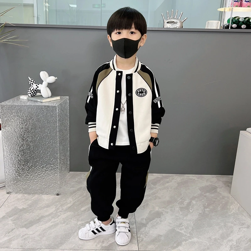 儿童套装春秋款新款韩版时尚洋气休闲帅气运动男童中小童开衫外套