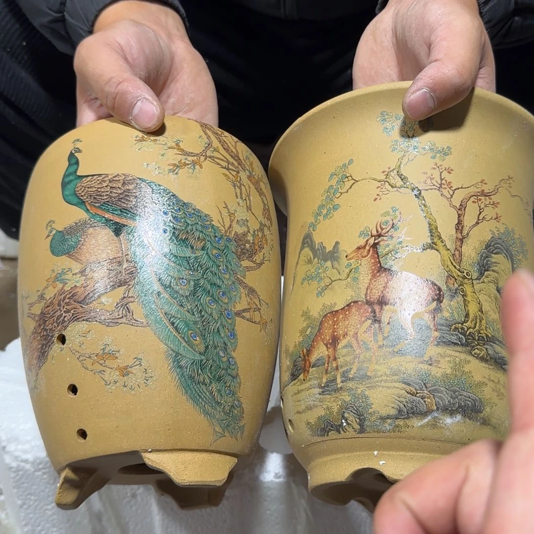 紫砂花盆口径17高度21口14高度20