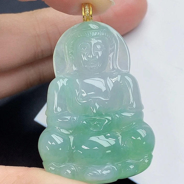 颈饰18K金镶嵌翡翠天然A货