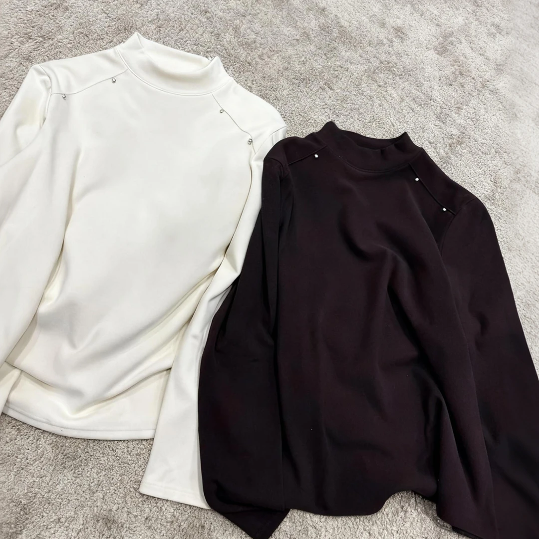 柔软弹力舒适立领打底衫长袖秋冬女2025新款时尚百搭半高领上衣