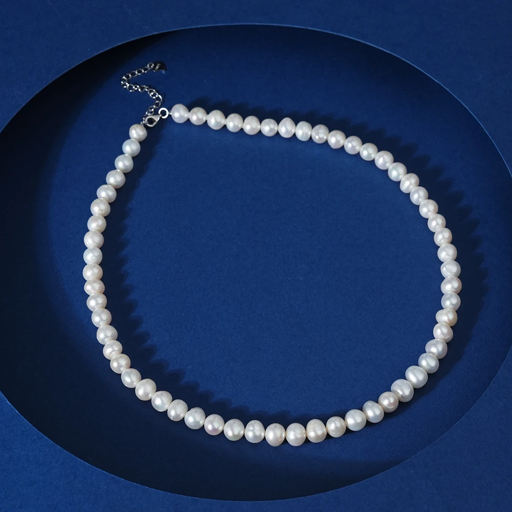 7-8mm清依 银925无核淡水珍珠项链黄金百搭点位42+5cm