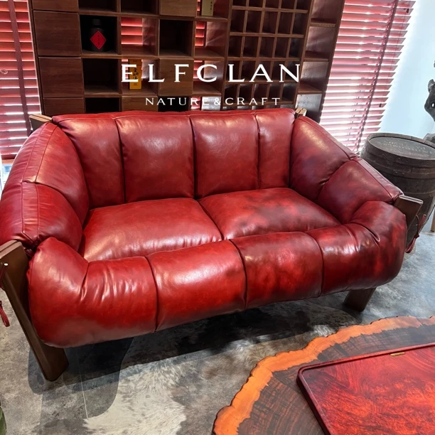 茶室设计真皮双人轻奢美式头层牛皮别墅会所欧式客厅汐松沙发jz