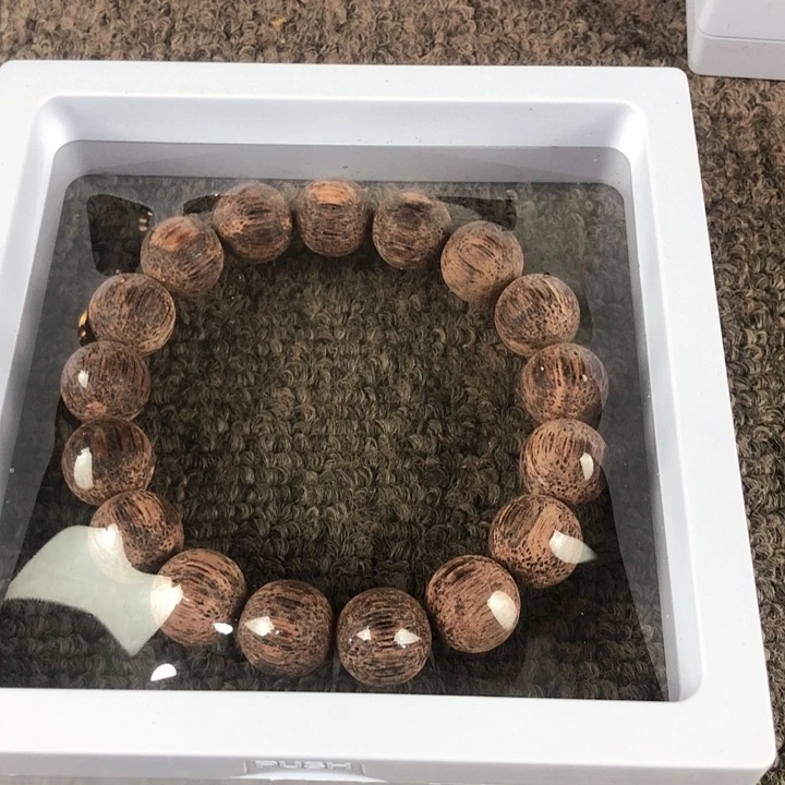 降真香手串/手链碳化料1.2莺歌绿色奇楠带黄金甲木超大漏