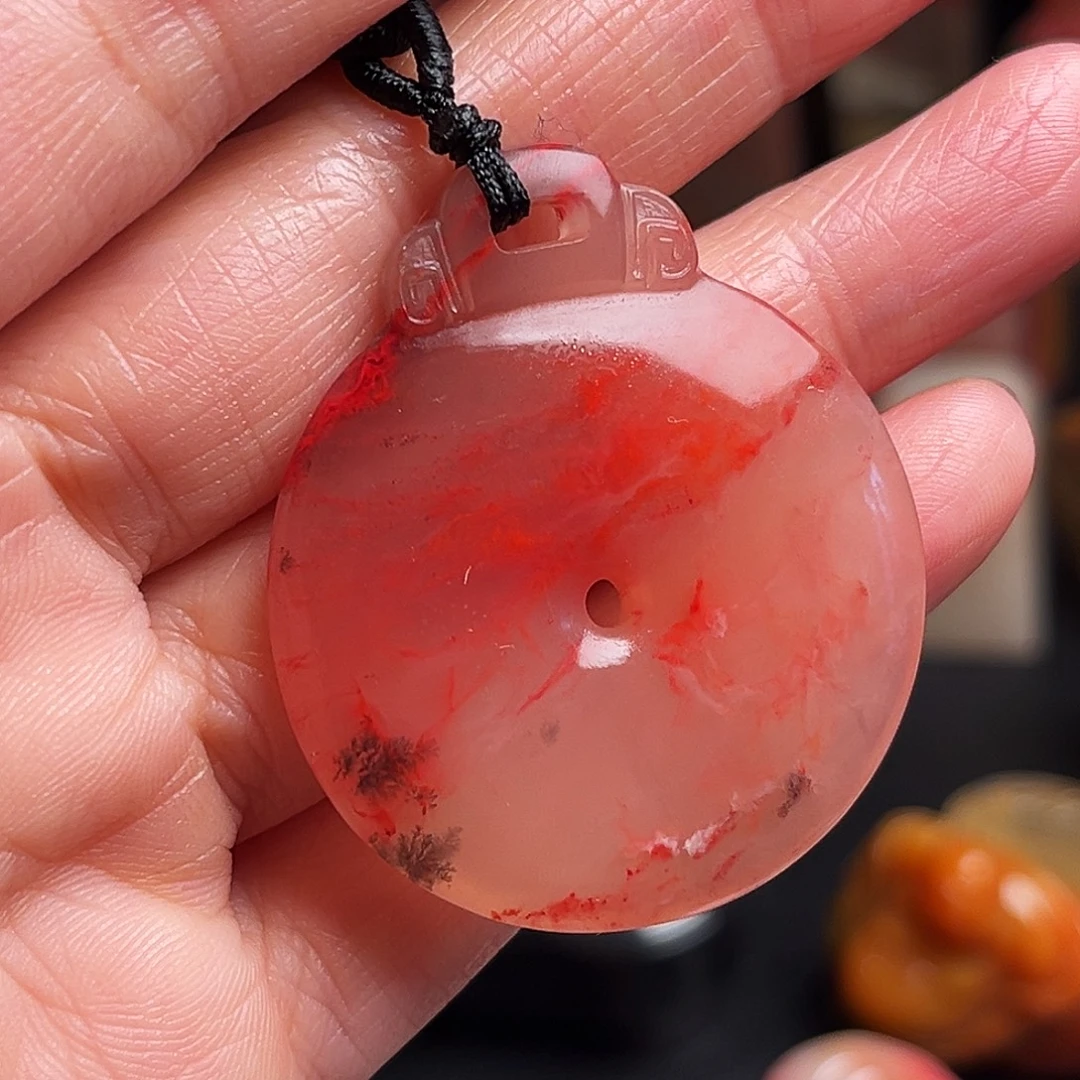 巴林石其他鸡血石平安扣