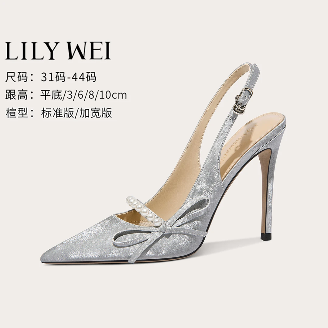 Lily Wei【木棉】法式蝴蝶结时尚高跟凉鞋夏外穿配裙子大码414243