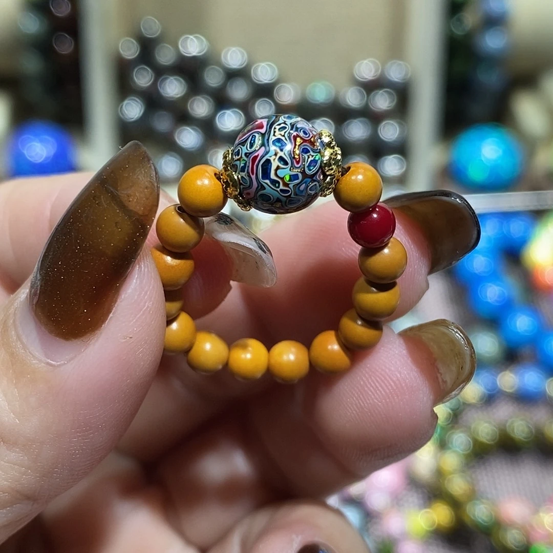 大漆艺珠戒指0.8欧