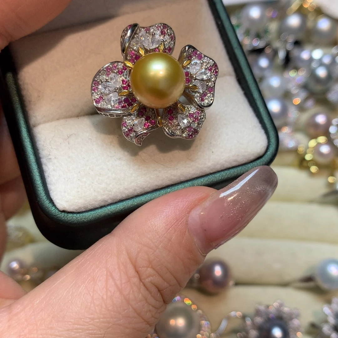 海水珍珠戒指银S925镶嵌