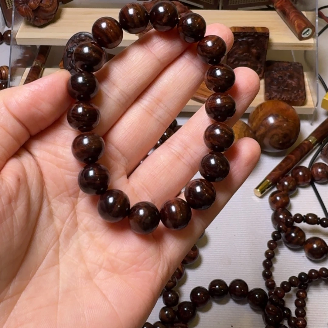 黄花梨/降香黄檀手串/手链精品海南黄花梨紫油梨1.2单圈