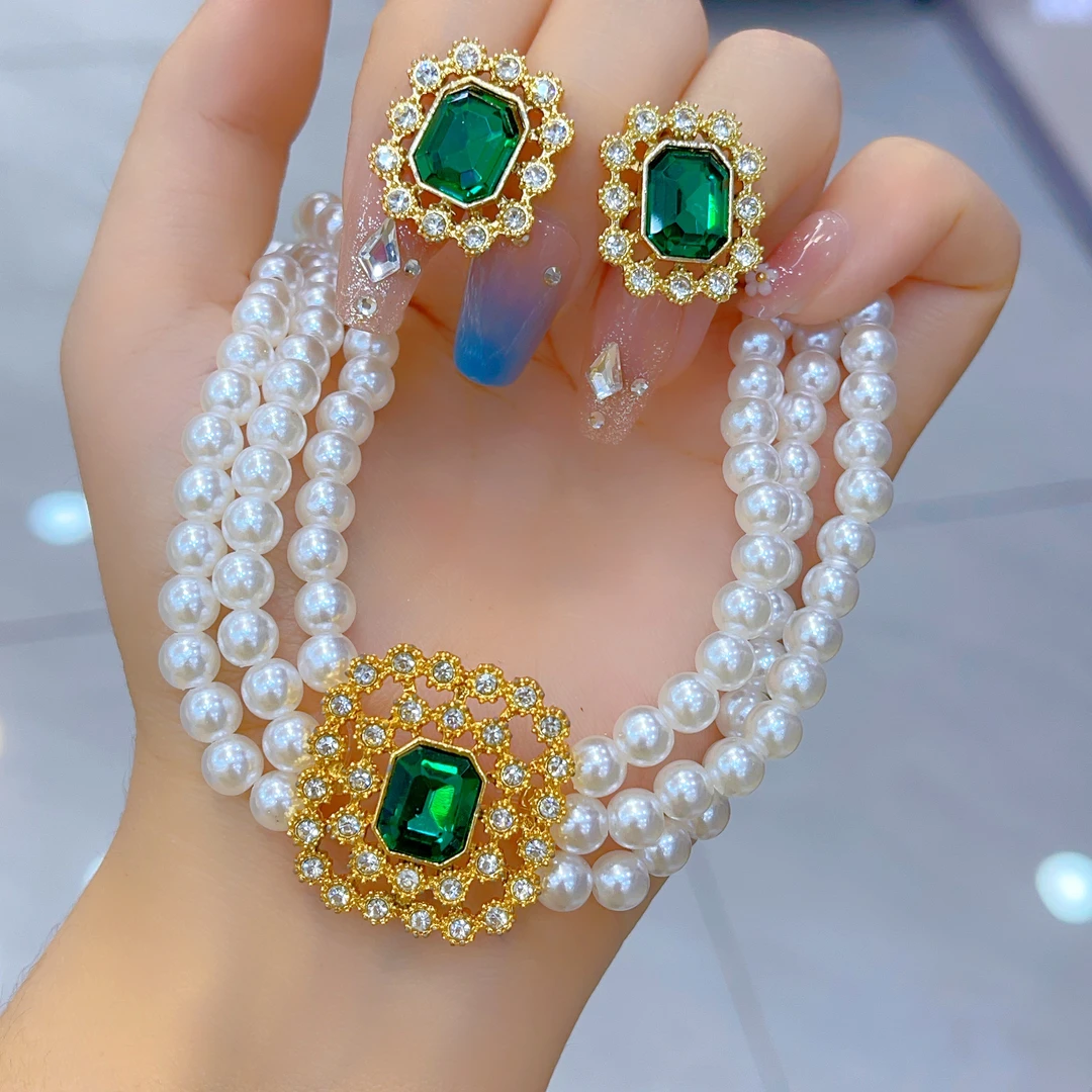 钛钢项链 1046新款两件套首饰耳环项链爆款白搭时尚