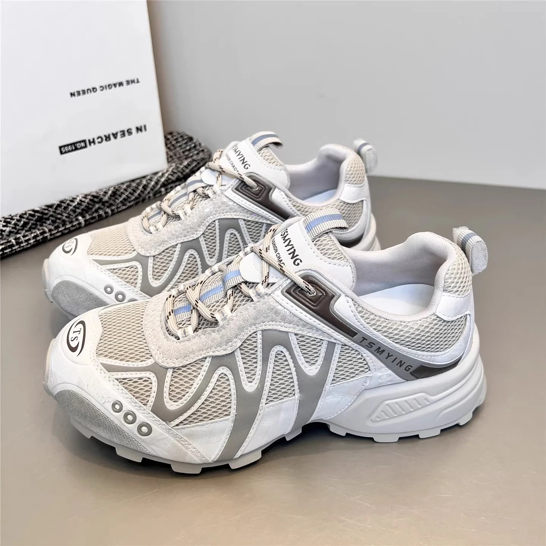 2025新款爆款网面透气厚底老爹鞋女百搭轻便增高休闲运动鞋阿甘鞋