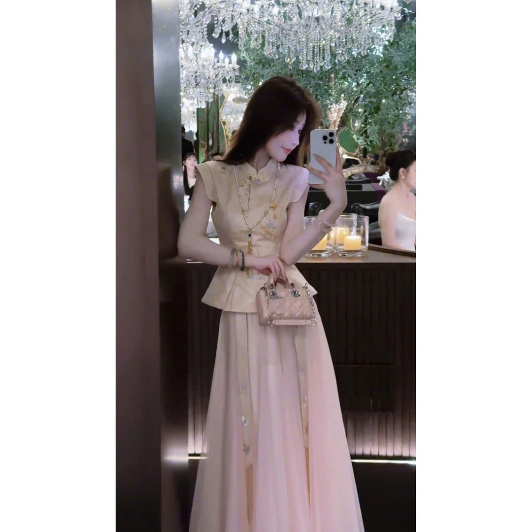 《天上宫阕》新中式国风套装女收腰衬衫上衣半身裙两件套装时尚女装