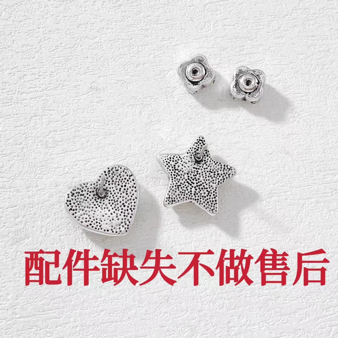 铜合金耳饰 木木（RZ6111）做旧复古拼色尖花AB款耳钉耳饰