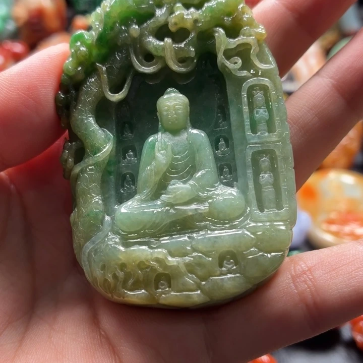 翡翠未镶嵌挂件石窟佛