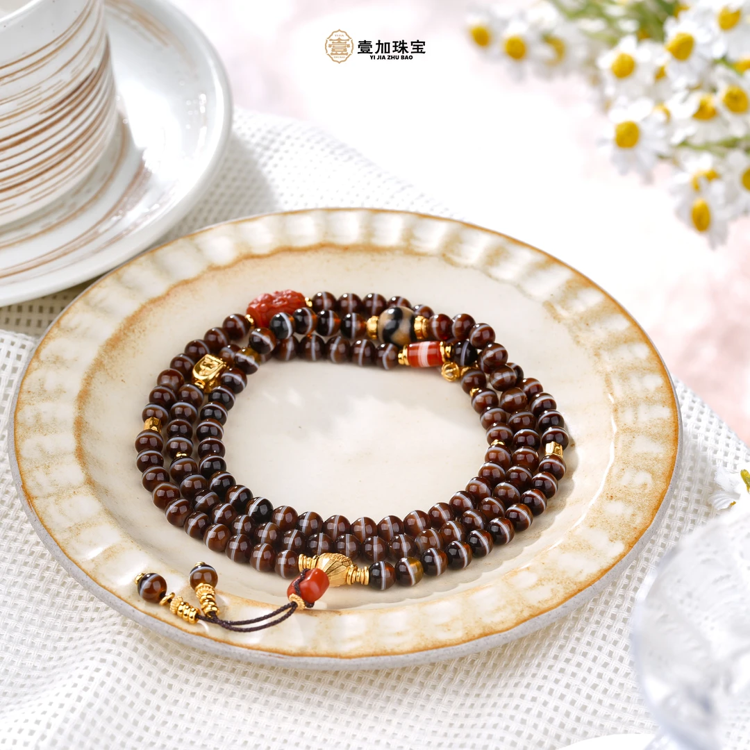 壹加师姐|手工设计黄老头咖色药师玛瑙多圈项链多样性发一7474n