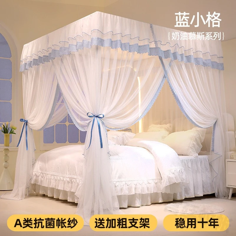 防蚊支架一整套床1.2m1.51.8宫廷三开门成人家用双人床蚊帐落地帐