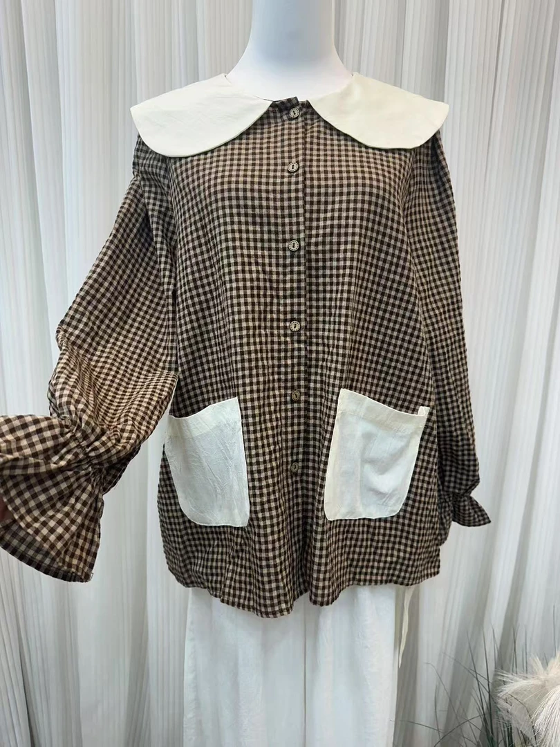 C3018 秋季宽松型连衣裙娃娃领衬衫长袖