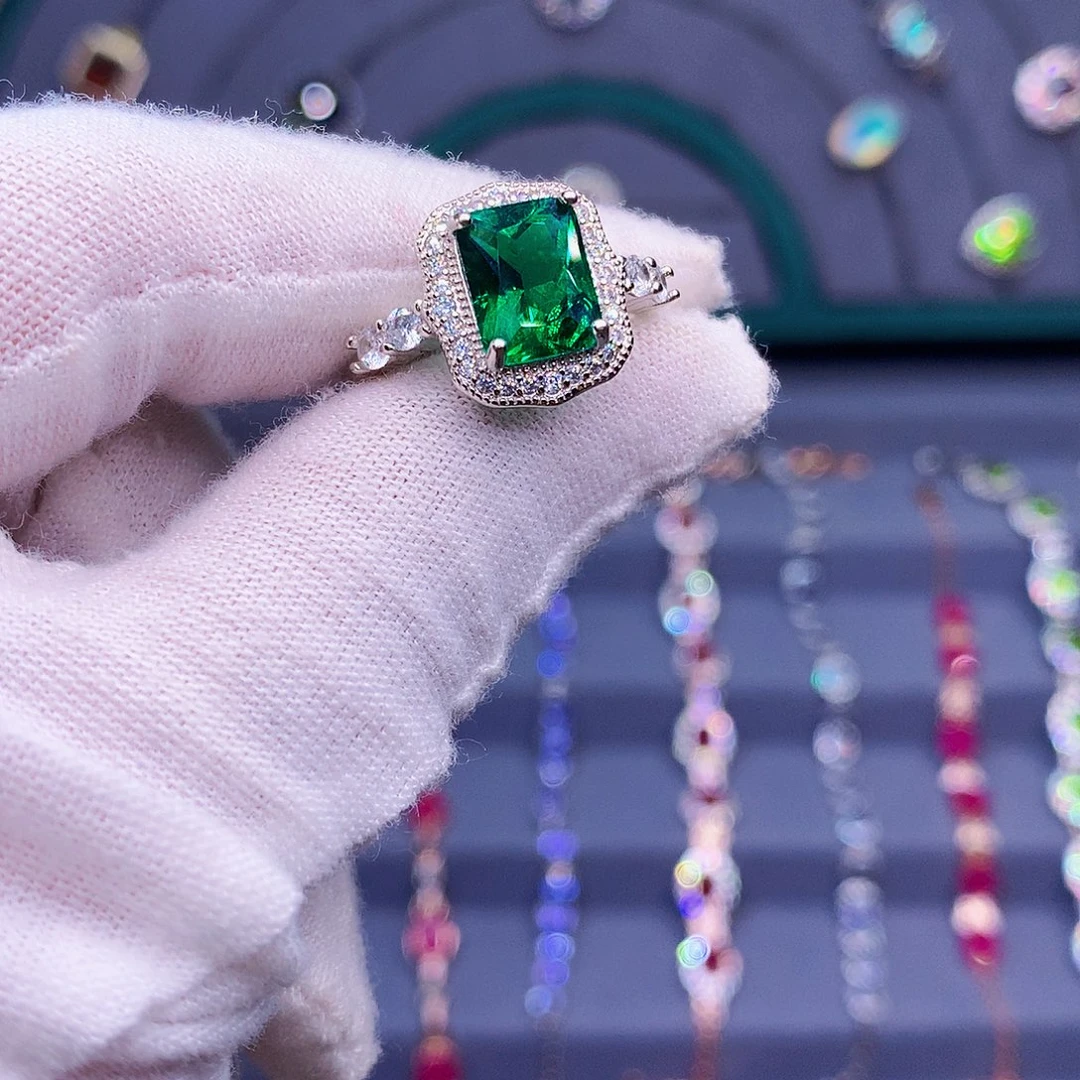 戒指透辉石银S925镶嵌