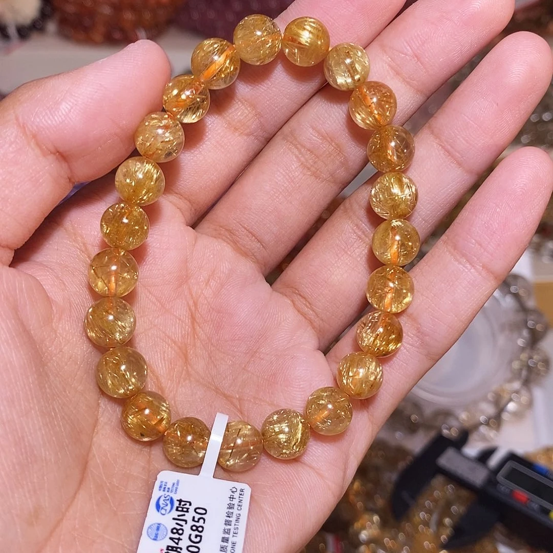 发晶手链未镶嵌烟花发晶8mm