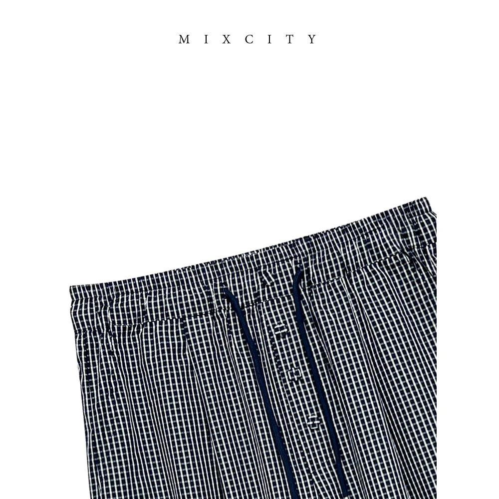 【亚楠本楠】格子裤◆细格纹垂感松弛100%纯棉休闲裤8235