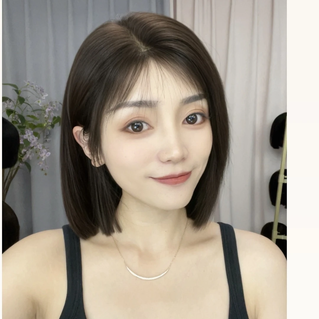 30cm手织款全隐形发际线仿真大头皮全真发新款轻薄透气波波发