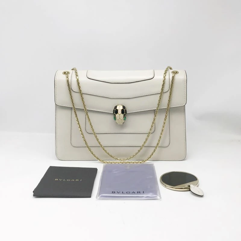 95新 BVLGARI/宝格丽 洋诚二手 宝格丽白色蛇头单肩包