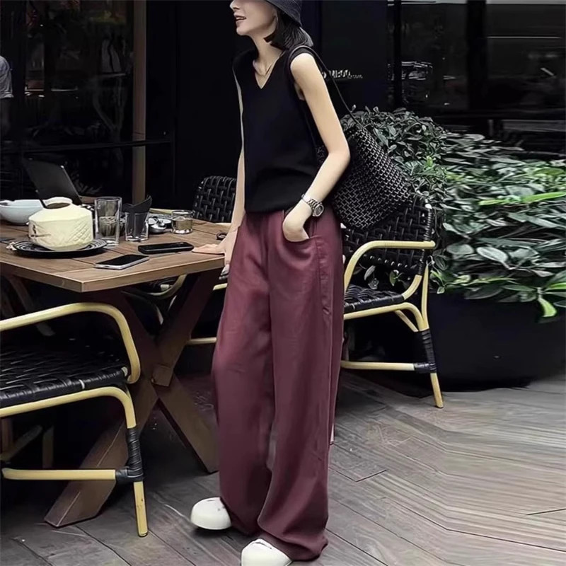 百搭休闲简约潮流阔腿裤2026新款好穿气质显瘦垂感好看高腰休闲裤