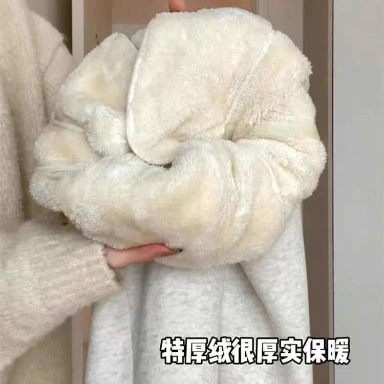 羊羔绒运动裤女冬季新款束脚裤宽松休闲显瘦直筒阔腿裤小个子卫裤