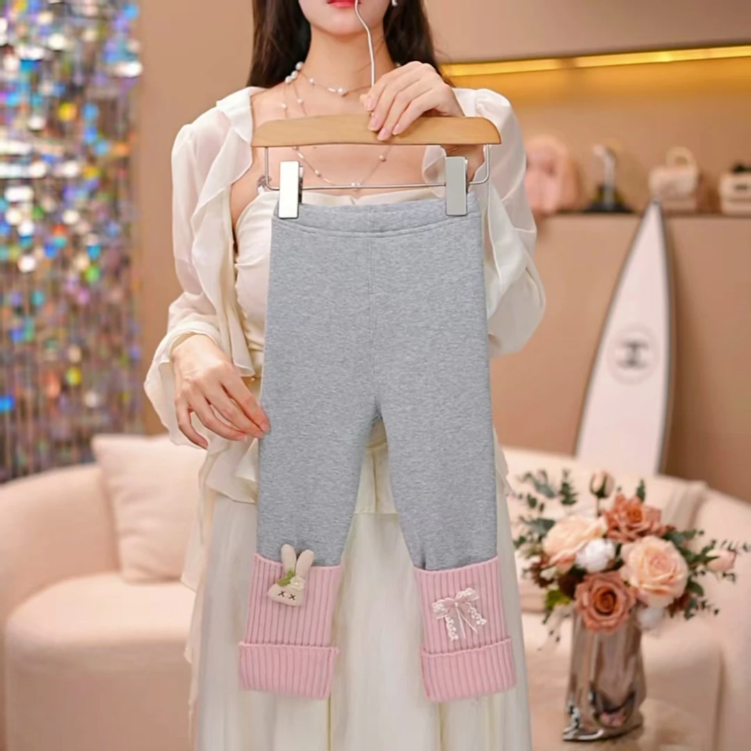 【粉兔兔】女童打底裤儿童春秋洋气休闲外穿加绒冬季保暖加厚时尚