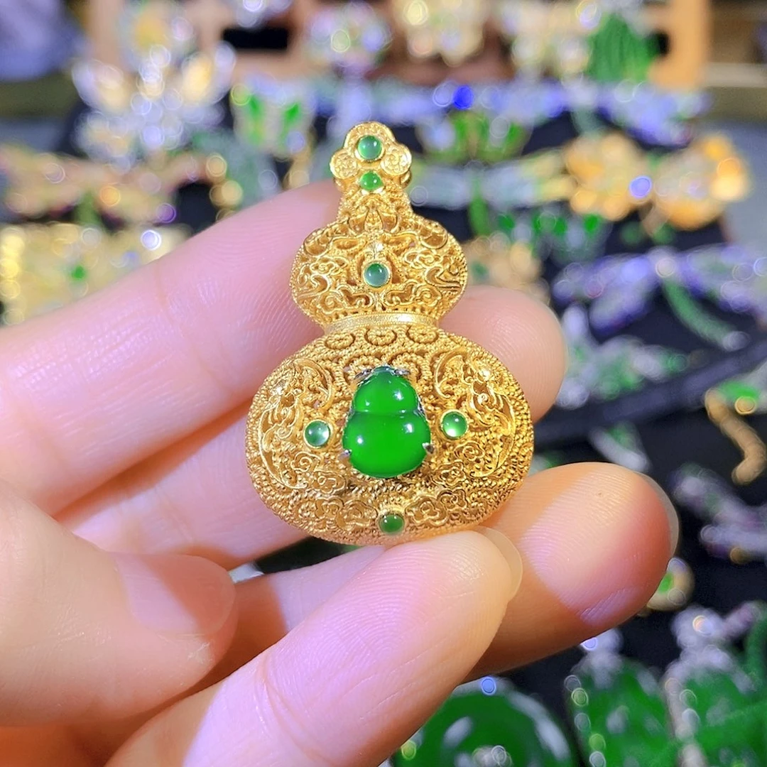 吊坠(不含链)银S925镶嵌翡翠