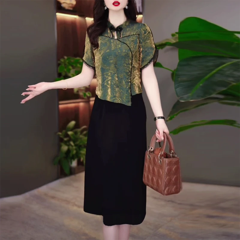 优雅气质减龄显瘦修身洋气大气夏季时尚妈妈装中长款轻熟风连衣裙