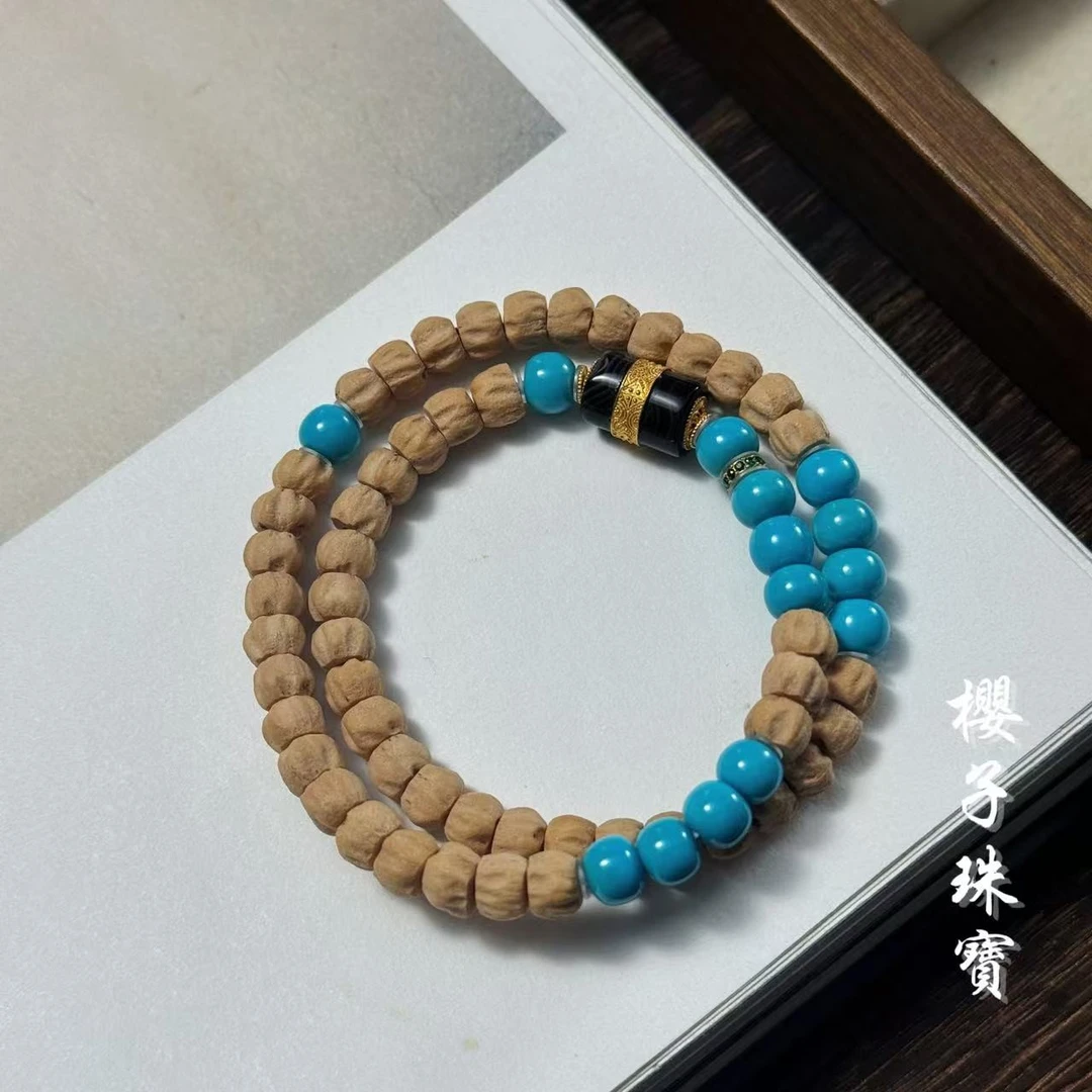 樱子 | 林禾 18K高瓷绿松6.7m百香籽时尚百搭双圈手串*YZBXS3719