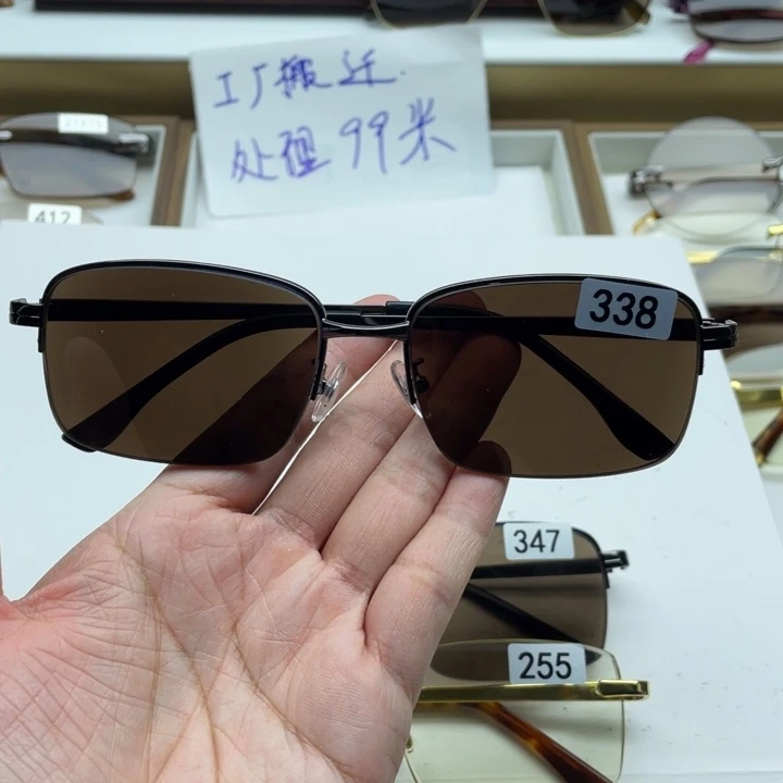 茶水晶半框眼镜 338