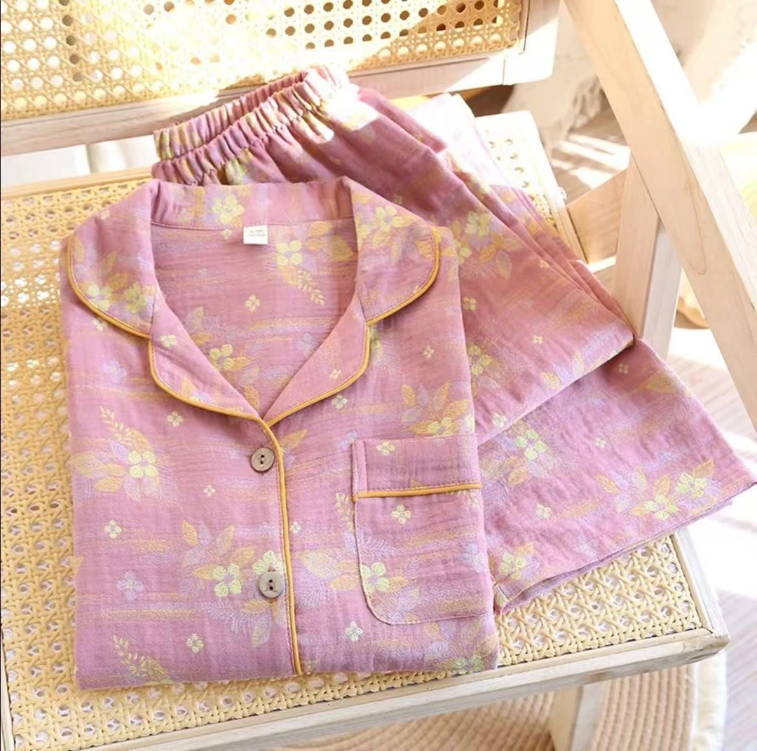 【套装款】小众设计师款全棉双层纱睡衣家居服情侣款