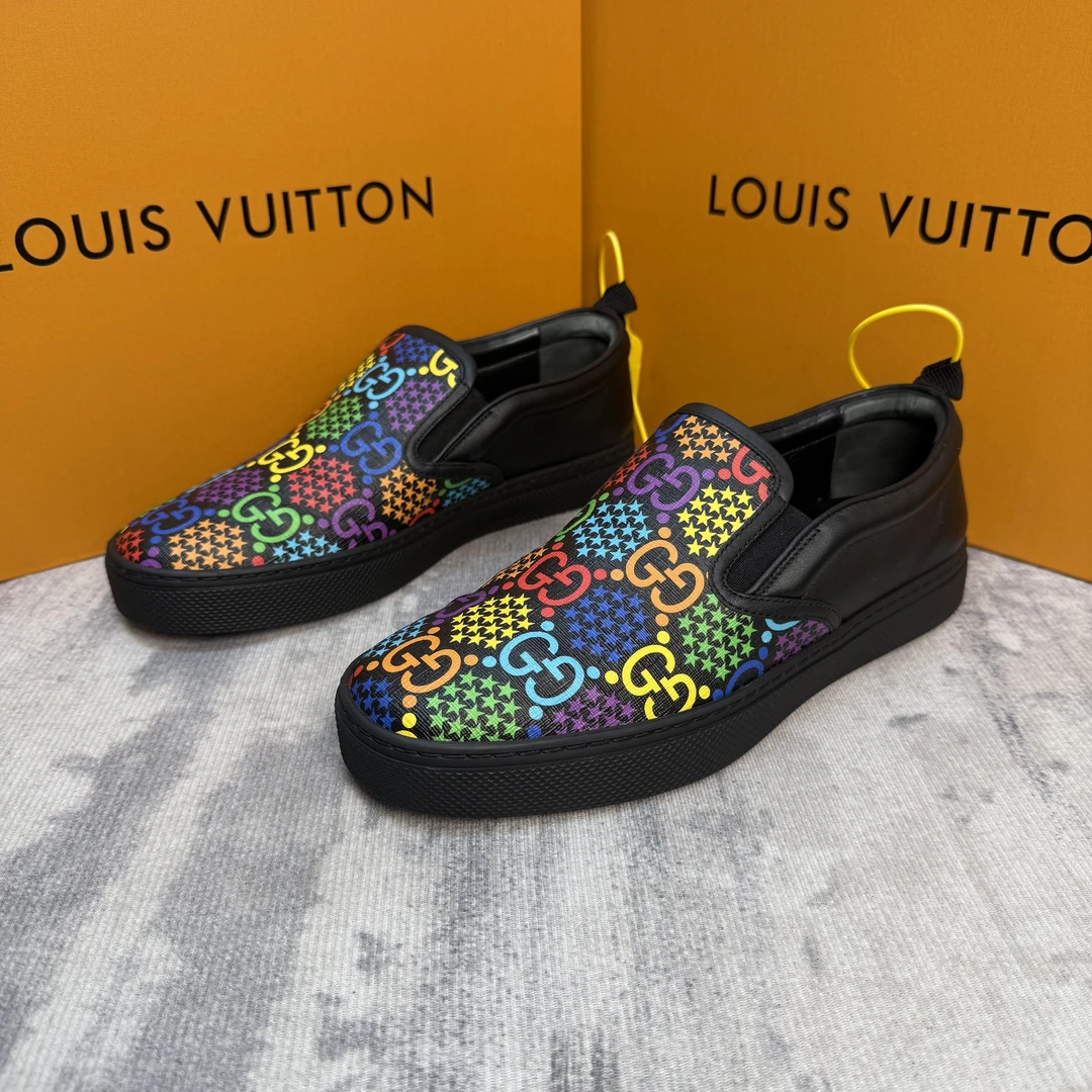 99新 GUCCI/古驰 黑色一脚蹬彩色大双G老花一脚蹬/ 40.5欧