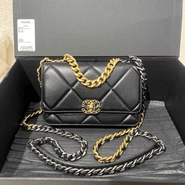 全新未使用 Chanel/香奈儿 黑金19bagwoc 芯片款 链条斜挎包